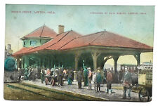 1913 Postcard FRISCO DEPOT LAWTON OKLAHOMA Train Locomotive Station Colorized A5 picture