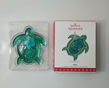 Sea Turtle Ornament Green Honu Hawaii Glass Hallmark Keepsake 2017 New in Box picture