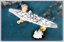 Military~Air View USS Pennsylvania BB-28 World War 2 Boat~Vintage Postcard picture