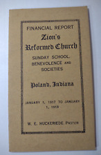 Zion's Reformed Church Financial Report 1917-1918 Poland, Indiana | B2B picture