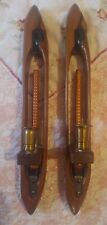 Vintage Pair Of Wooden Weaving Textile Spindles turned into Candleholders picture