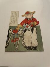 Vintage Early Valentines Day Card Cowboy Chaps Peg Horse picture