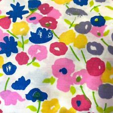 VINTAGE 1970s COTTON FABRIC 44” X 6 YARDS BEAUTIFUL MID MOD STYLE BRIGHT FLOWERS picture