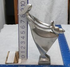 RARE Vintage Abstract SWING RIDE Mother And Child Statue Silver Finish picture