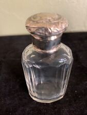 Antique scent bottle clear faceted glass English Silver marks picture