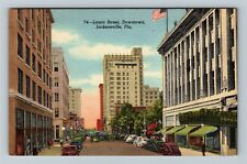 Jacksonville FL-Florida Laura Street Downtown Western Union 1947 Old Postcard picture
