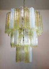 Large three-Tier Venini Murano Glass Tube Chandelier - amber opal silk and trasp picture