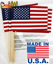 12-Pack Made in USA 12X18 Inch US Stick Flags with Spear Tip, 12In X18 Inch Hand picture