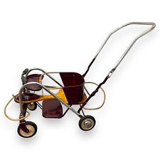 Taylor Tot Murray Go Round Vintage Stroller Walker Maroon & Chrome w/ Wood Seat picture