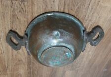 Antique Vintage 19th C. Copper Cooking Pot Saucepan, Cast Iron Forged Handles 6