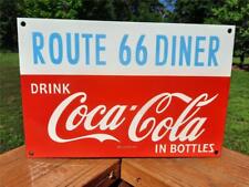 LARGE PORCELAIN ROUTE 66 DINER DRINK COCA COLA IN BOTTLES COKE SIGN 12X8 SIZE picture