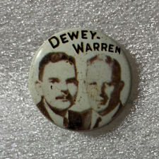 THOMAS E. DEWEY & EARL WARREN 1976 VINTAGE PRESIDENTIAL REPRODUCTION PIN picture