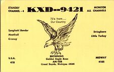 Vtg 1980s CB Radio QSL Post Card Grand Rapids Michigan Retro 11 Meter Amateur picture