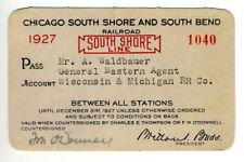 CHICAGO SOUTH SHORE AND SOUTH BEND Railroad Pass - 1927 - Interurban picture