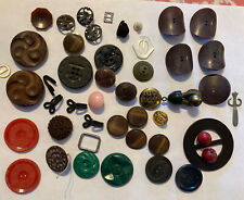 Vintage Lot of 47PC Buttons & Findings MID Century MCM VARIETY COLORS MOD picture
