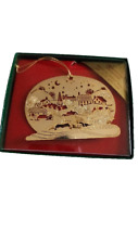 Vtg 1982 Hallmark Dimensional Christmas Ornament Etched Brass 24 kt Gold w/Box picture