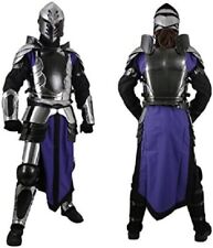 Black Ice Armour Set Complete Set Black/Silver Medium 18 Gauge Steel Medieval Fu picture