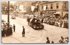Portland OR~Faux Reindeer Drawn Float RPPC Elks Parade~NY Grocery~Monopole 1912 picture