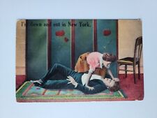Im Down And Out In New York Postcard Funny Drunk Passed Out Love Vintage DB picture