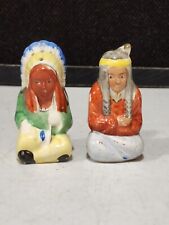 Vintage Native American Indian Chief and Squaw Salt & Pepper shakers - Japan picture