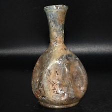 Authentic Ancient Roman Glass Bottle with Rare Design Circa 3rd - 4rd Century AD picture