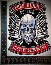 Patch Iron On Free Rider No Club Live To Ride Ride To Live Quality Fast Shipping picture
