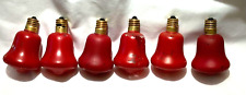 VINTAGE CHRISTMAS CLEAR GLASS C9 LIGHT BULBS - LARGE RED BELLS picture
