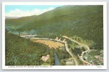 Linen~Air View Town & Hot Springs Covington Virginia~Vintage Postcard picture