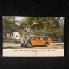 Montreal Quebec Dominion Square Sightseeing Bus Yellow Cab Co Vintage Postcard picture