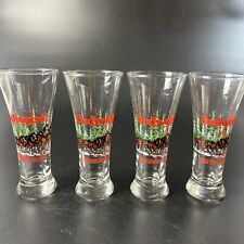 4 Vintage 1988 Christmas Budweiser Clydesdale Horses Fluted Beer Glasses Bar Set picture