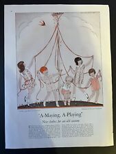 Vtg 1929 Magazine Art, A-Maying, A-Playing, Artwork by Dagmar Hamilton picture