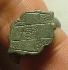 Rare Genuine Ancient Roman Byzantine bronze ring artifact intact Cross Diamonds picture