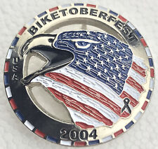 Biketoberfest 2004 Vintage Pin USA Patriotic Red White Blue Metal Eagle Biker picture