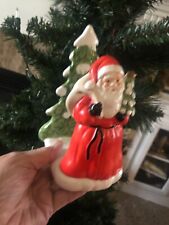 Vtg '86 F & F Fitz Floyd NAPKIN Mail HOLDER Ceramic Santa Tree Votive Holder a picture