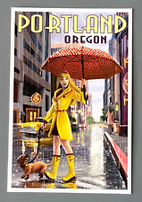 Portland, Oregon - Rain Girl - Lantern Press Postcard picture