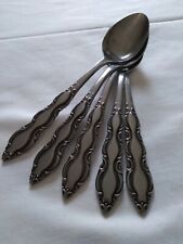 5 Teaspoons Marquee National Stainless Black Textured Scrolls Japan picture