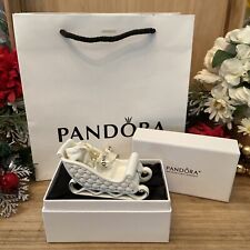 Pandora Sleigh Ornament 2014 Holiday Christmas Porcelain Jewelry Pouch Box Bag picture