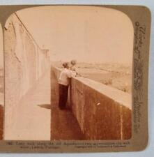 Stereoview Underwood Long Walk Along Old Aqueduct Lisbon Portugal City Water (O) picture