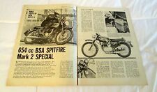 1966 BSA Spitfire MK 2 Special 650 Motorcycle Original 4-Page Road Test Article picture