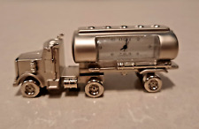 Collectible Fancy Mini Clock Quartz Analog Decorative Silver Semi Truck NOS READ picture