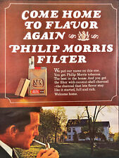 1965 Phillip Morris Filter Cigarettes Man Lighting up outside Vintage Print Ad picture