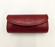 Coach Red Leather Lipstick Holder Case with Mirror Snap Closure picture