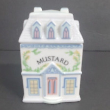 1989 The Lenox Spice Village House Mustard Porcelain Container Kitchen Pantry picture