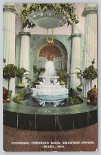 Vtg Post Card Fountain Pompeian Room, Brandeis Stores, Omaha, NEB. H79 picture