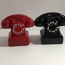 Retro Vintage Rotary Telephones Magnetic Ceramic Salt And Pepper Shakers Set picture