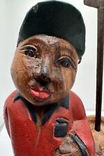 Golfer Figurine Hand Carved Wooden Statue Wood Vintage VTG 10” Folk Art Golfing picture