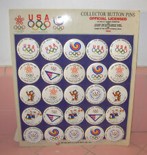 1988 US Olympic Buttons Original Sales Display Card 25 Pinbacks Seoul Calgary picture