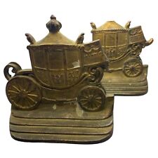 Antique Covered Wagon Carriage Copper Plated Iron Bookends W H Howell Co. 1927 picture