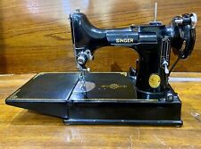 Vintage 1950 Singer 221 Featherweight Sewing Machine, case, + more # AJ585120 picture