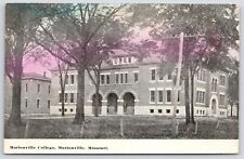 Marionville Missouri~Marionville College Campus~Pink Sky~1910 B&W Postcard picture